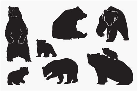 Bear, Cub, Animal, Silhouette, Family, Breeding - Standing Black Bear Silhouette, HD Png ...