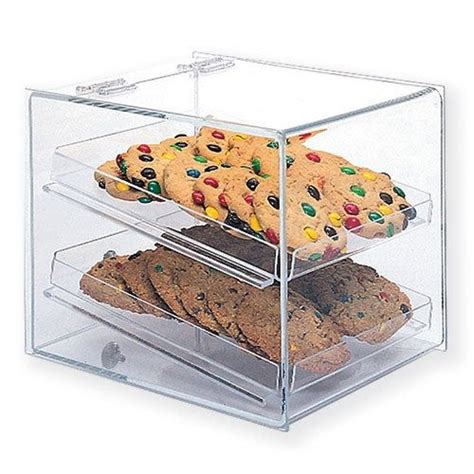 Acrylic Bakery Display Case, Single Back Door, Straight Front, Two Trays | Cookie display case ...