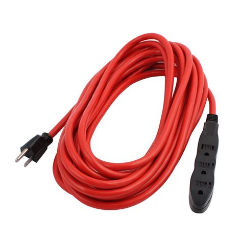 US Plug to 3 Outlet 15A 14/3 SJTW 25Ft Heavy-Duty Power Extension Cord Cable Red - Walmart.com ...