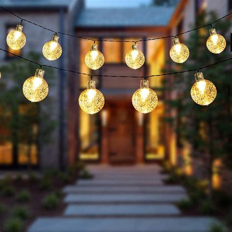 3M 20 LEDs Solar Powered Crystal Bubble String Lights for Garden Balcony Courtyard Outdoor,Warm ...