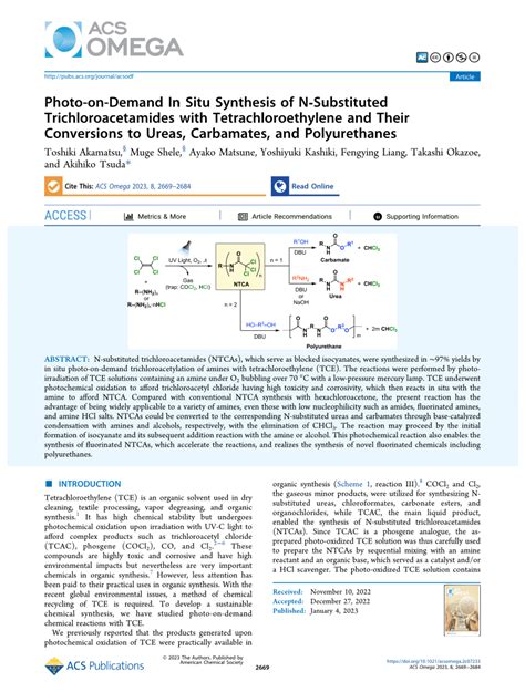 (PDF) Photo-on-Demand In Situ Synthesis of N-Substituted ...