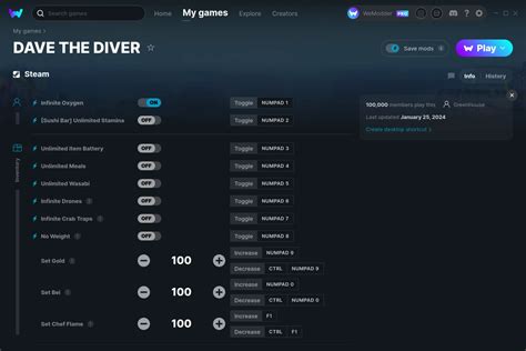 DAVE THE DIVER Cheats & Trainers for PC | WeMod