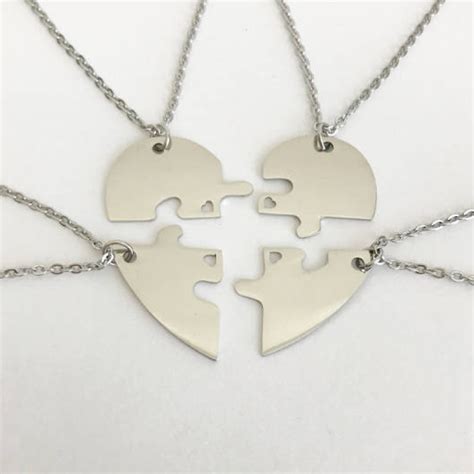 4 Stainless Steel Heart Puzzle Necklaces. 4 Piece Puzzle Necklaces. Personalized Puzzle ...