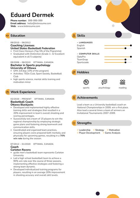 Basketball Coach Resume Sample | Kickresume