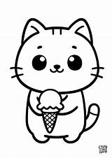 Easy Kitty Ice cream coloring page For Kids  Color This Life sketch template