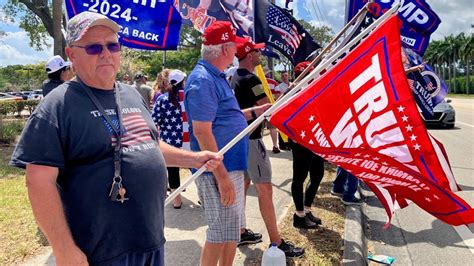 Trump supporters gather outside golf course