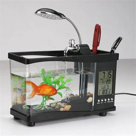 usb power supply desktop aquarium with alarm clock calendar water ...