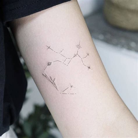 Fine line Sagittarius constellation tattoo on the inner in 2023 | Sagittarius tattoo designs ...