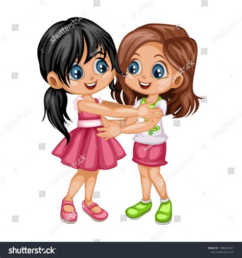 Two Lovely Happy Best Friends Girls Stock Vector (Royalty Free ...