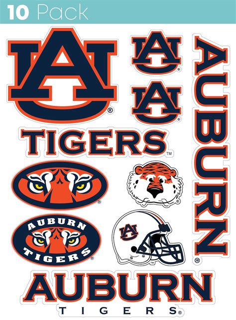 Auburn Tigers 10 Pack Collegiate Vinyl Decal Stickerofficially Licensed ...