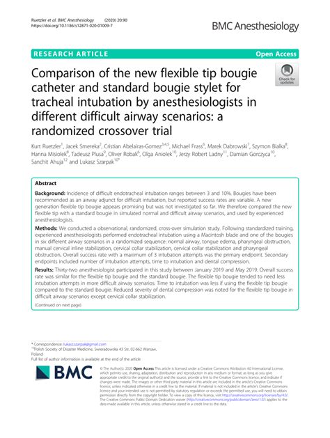 (PDF) Comparison of the new flexible tip bougie catheter and standard ...