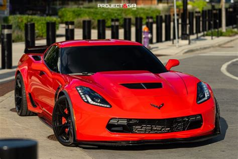 Torch Red C7 Corvette Z06 gets a winning wheel combination with Gloss ...