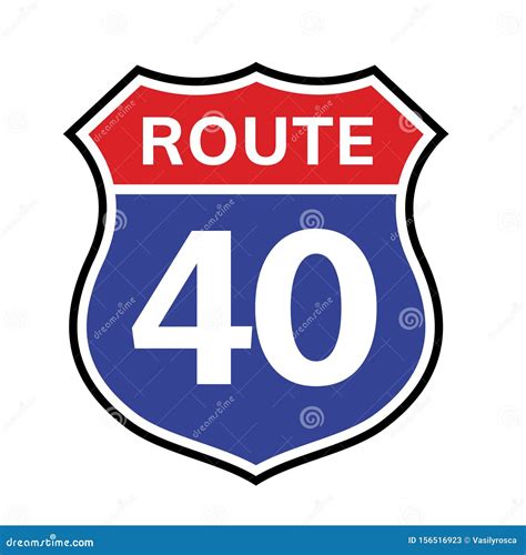 40 Route Sign Icon. Vector Road 40 Highway Interstate American Freeway ...