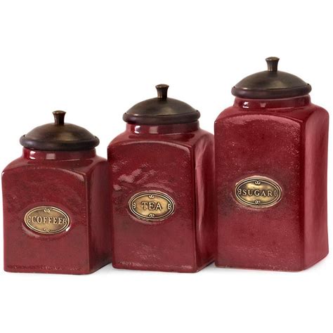 Red Ceramic Canisters (Set of 3)