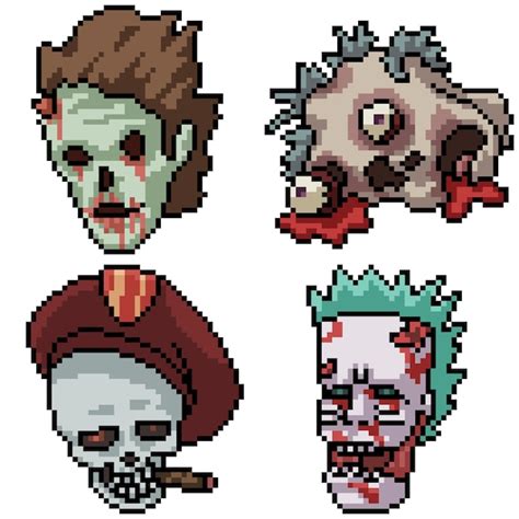 Premium Vector | Collection of horror pixel art