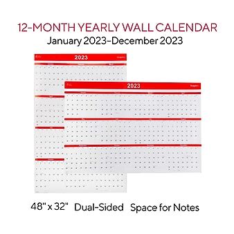 Staples Red 2023 Yearly Calendars | Staples