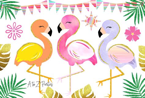 Flamingo Clip Art glitter Flamingo Tropical Flamingos Summer - Etsy ...