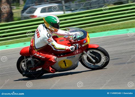 21 April 2018: Giacomo Agostini on MV Agusta during Motor Legend Festival 2018 at Imola Circuit ...