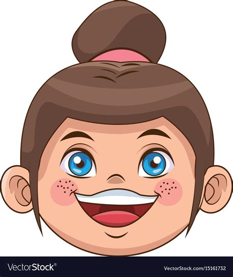 Cute cartoon girl laugh face expression Royalty Free Vector