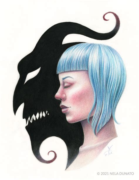 The Shadow - dark spooky colored pencil portrait drawing | Nela Dunato ...