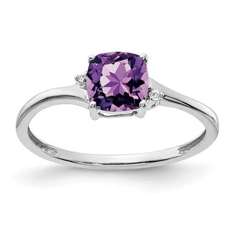 The Perfect Amethyst Gemstone and Diamond Birthstone Ring in Sterling Silver - Size 6 - The ...