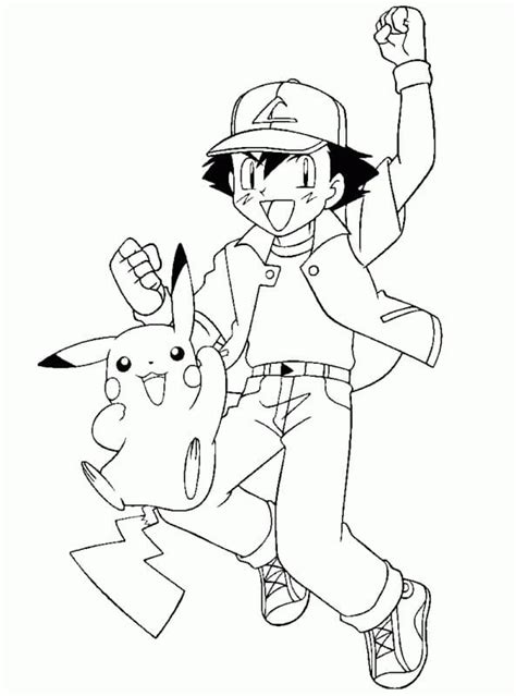 Ash Ketchum and Pokemon Coloring Page - Free Printable Coloring Pages ...