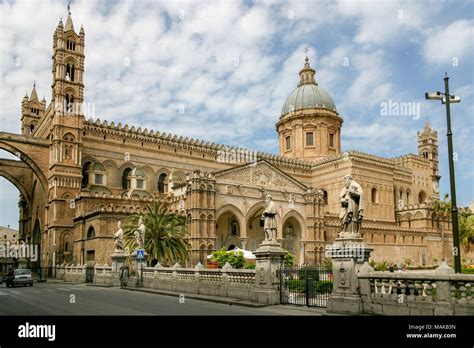 The architecture of Palermo Cathedral, Palermo, Sicily, Italy. Started ...