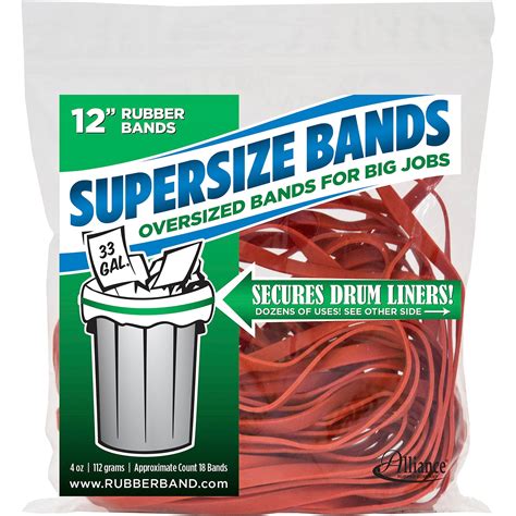 Alliance Rubber SuperSize Bands, 12" Red Large Heavy Duty Latex Rubber Bands (4 ounce resealable ...