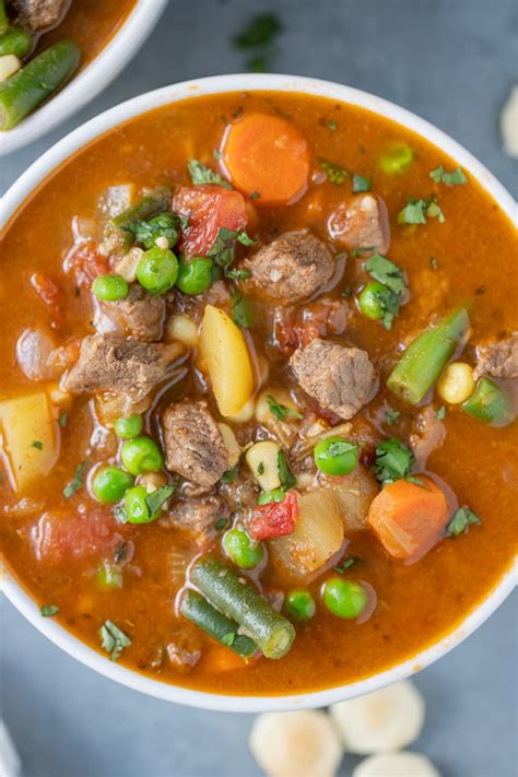 Homemade Vegetable Beef Soup (Crock Pot or Instant Pot) - The Clean Eating Couple