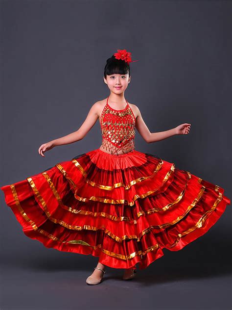 Paso Doble Dance Costume Girls Flamenco Skirt Red Spanish Bullfighting Costumes - Milanoo.com