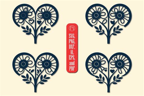 Cricut Valentine Floral Heart SVG Bundle - So Fontsy