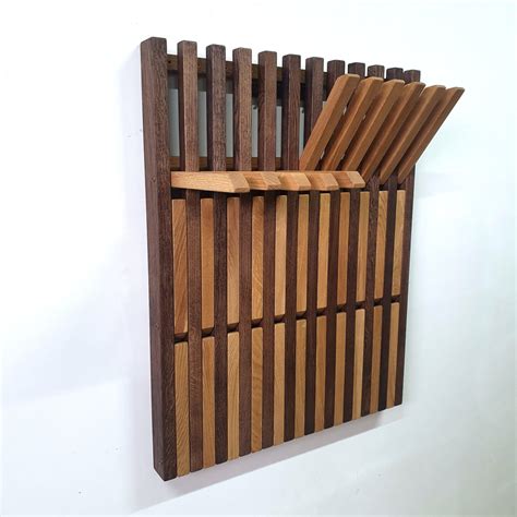 Wall-mounted Organizer for Shoes and Clothes. Dark and Natural. Natural ...