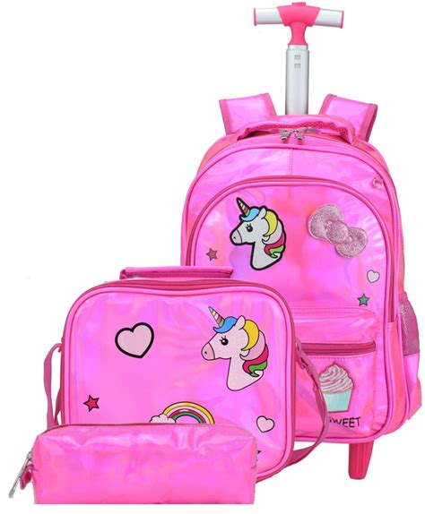 Meetbelify Girls Unicorn Rolling Backpack Wheel Backpacks for Girls for ...