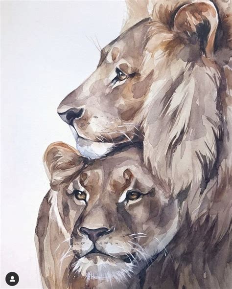 Lion Watercolor | Картины, Акварельная живопись, Картины животных