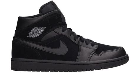 Nike Air Jordan 1 Mid Leather And Suede Sneakers in Black for Men | Lyst