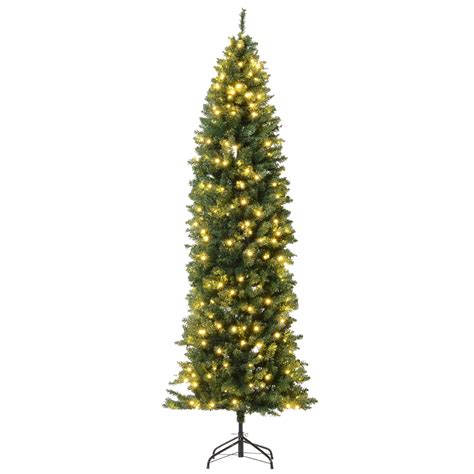 HOMCOM Pre-Lit Slim Fir Artificial Christmas Tree with 1075 Tips and ...