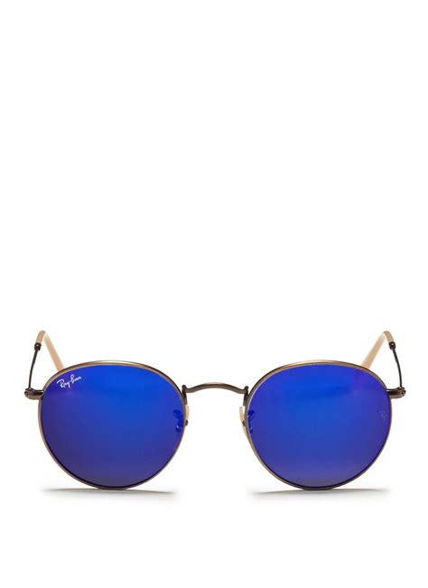 Lyst - Ray-Ban Round Metal Mirror Sunglasses in Blue