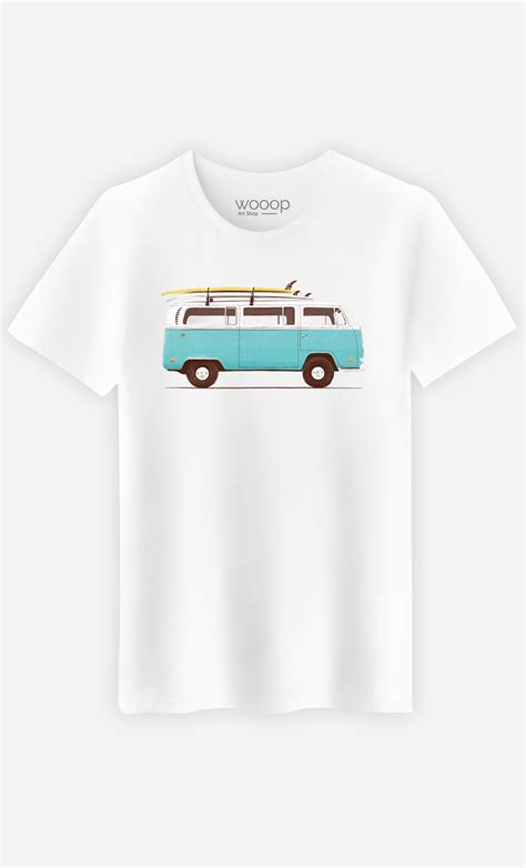 Man White T-Shirt Blue Van - Wooop Art Shop - Wooop.com