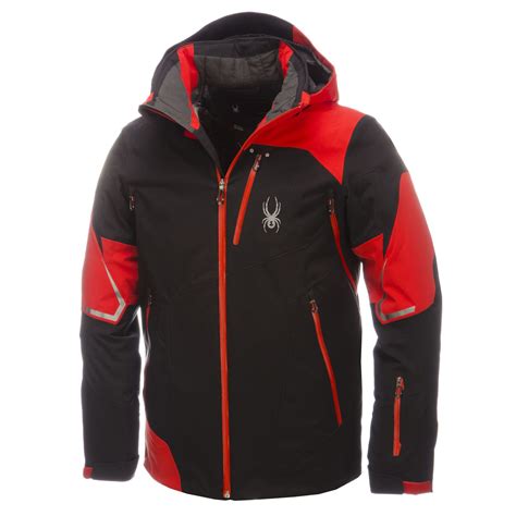 Spyder, Leader ski jacket, men, Black - Volcano red - Black | Mens ...