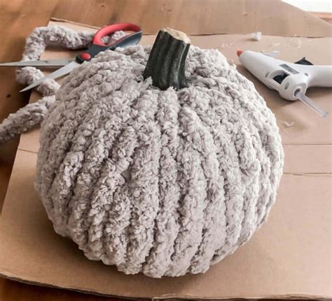 Easy DIY Chunky Knit Yarn Covered Pumpkins to Make - Your Home Renewed