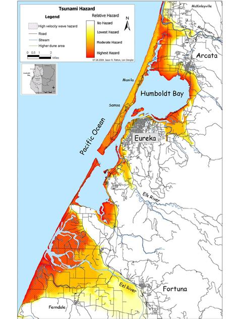 Humboldt Bay relative tsunami hazard map. | Download Scientific Diagram