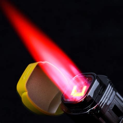 High-Grade Windproof Lighter Torch Jet Flame Refillable Red Flame Inflatable Four Flame Lighter ...