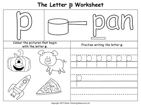 The Letter P - Worksheet | English Pre-K