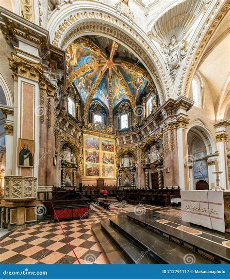 Interior View of the Cathedral in Valencia Showing the Altar and Nave ...