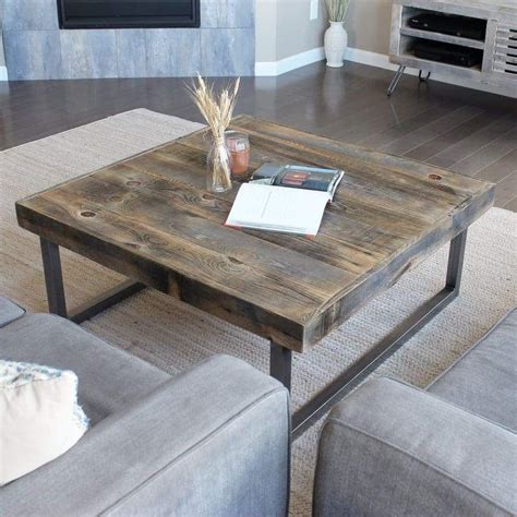 Reclaimed Wood And Metal Square Coffee Table Tube Steel Legs - Free Shipping - Coffee Table ...