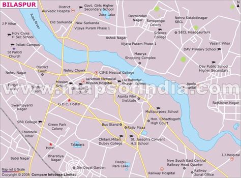 Bilaspur City Map, Chhattisgarh