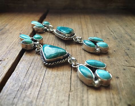 Turquoise Cluster Earrings for Women Signed Navajo Jewelry, Native ...