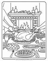 Thanksgiving Feast Coloring Pages 5 Free Printable  Easy sketch template