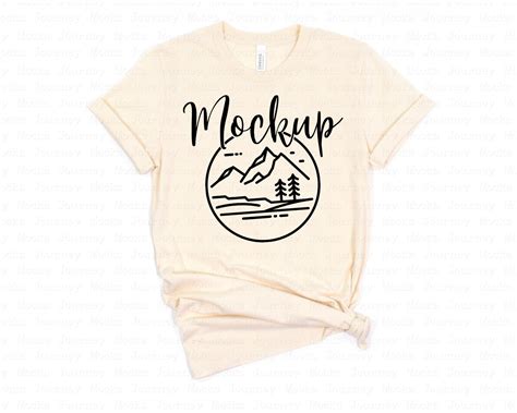 3001 Natural Bella Canvas 3001 Mockup Bella Canvas Flat Lay Shirt Only Tied Tshirt Mockup 3001 ...