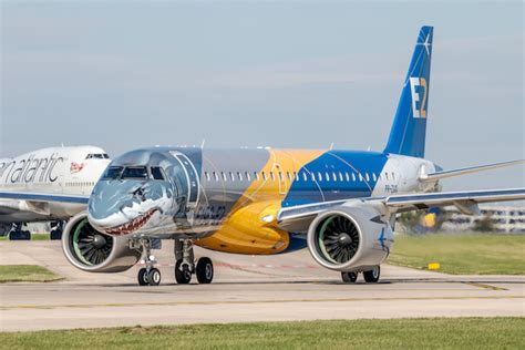 Embraer E190-E2 ‘Shark Jet’ (PR-ZGQ) visits Manchester Airport - So ...